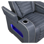 8344BUE-1PWHM Power Reclining Chair with Power Headrest, Cup holder, Storage Arms(Top and Side), Air Massage, Heat, LED Lighting and Charging Ports - 8344BUE-1PWHM