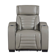 8344GRY-1PWHM Power Reclining Chair with Power Headrest, Cup holder, Storage Arms(Top and Side), Air Massage, Heat, LED Lighting and Charging Ports - 8344GRY-1PWHM