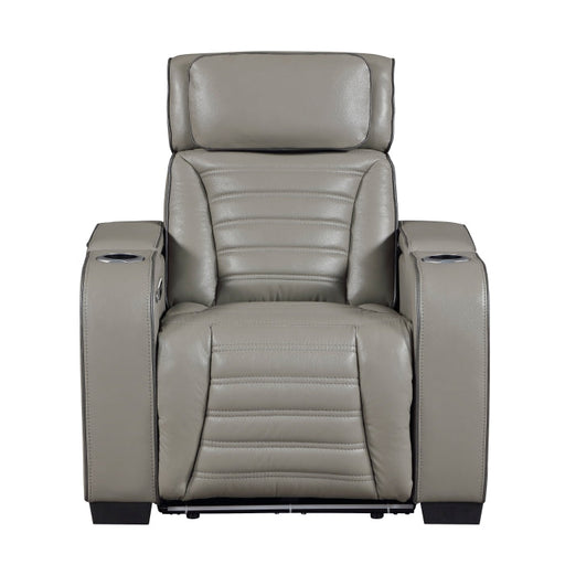 8344GRY-1PWHM Power Reclining Chair with Power Headrest, Cup holder, Storage Arms(Top and Side), Air Massage, Heat, LED Lighting and Charging Ports - 8344GRY-1PWHM