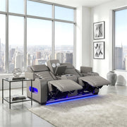 8344GRY-2PWHM Power Double Reclining Love Seat with Center Console, Power Headrests, Storage Arms(Top and Side) ,Cup Holders, Wireless Speakers with Sub-Woofer, Air Massage, Heat, LED Lighting and Charging Ports - 8344GRY-2PWHM