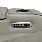 8344GRY-3PWHM Power Double Reclining Sofa with Center Drop-Down Cup Holders, Power Headrests,  Storage Arms(Top and Side) ,Cup holders, Reading Lights, Wireless Charger, Air Massage, Heat,  LED Lighting and Charging Ports - 8344GRY-3PWHM