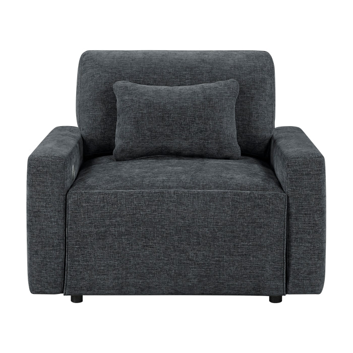8345DGY-1 Convertible Sleeper Chair with Charging Ports - 8345DGY-1