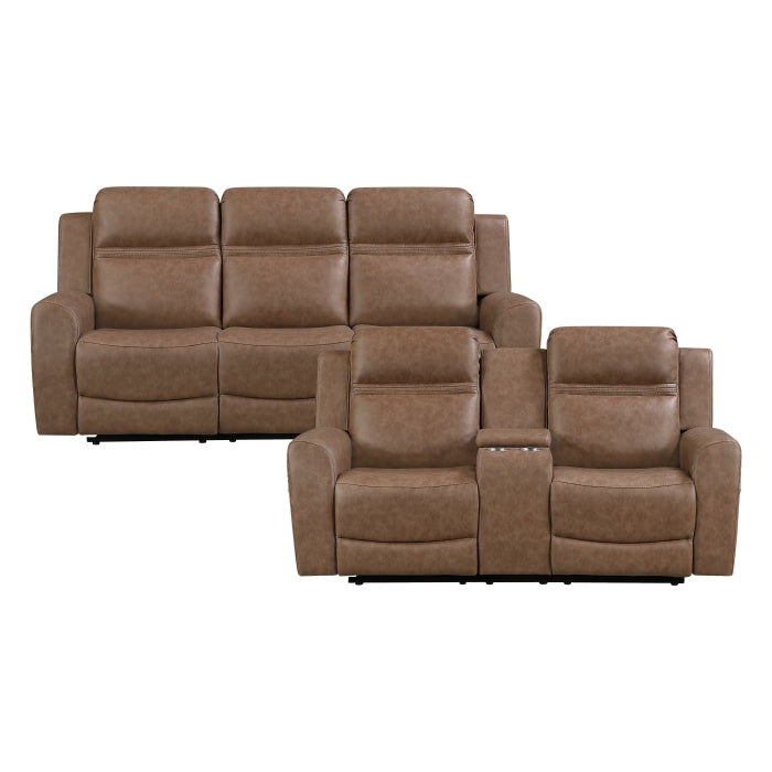 8347BRW*2 2pc Set: Sofa, Love - 8347BRW*2
