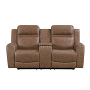 8347BRW-2 Double Reclining Love Seat with Center Console - 8347BRW-2