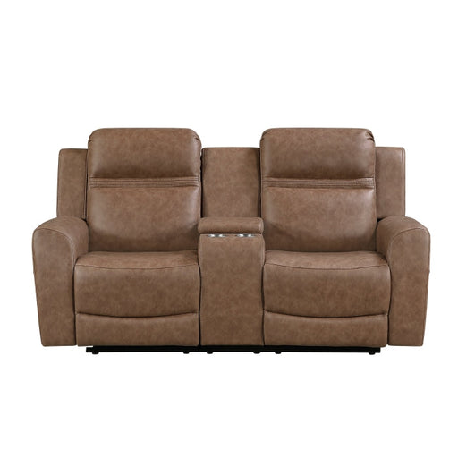 8347BRW-2 Double Reclining Love Seat with Center Console - 8347BRW-2