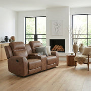 8347BRW-2 Double Reclining Love Seat with Center Console - 8347BRW-2