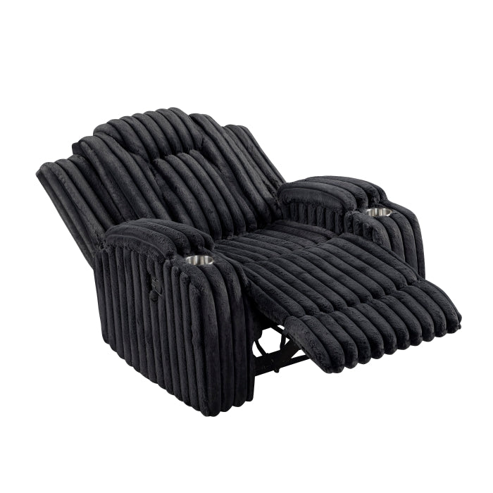 8348BLK-1 Reclining Chair with Cup Holders - 8348BLK-1