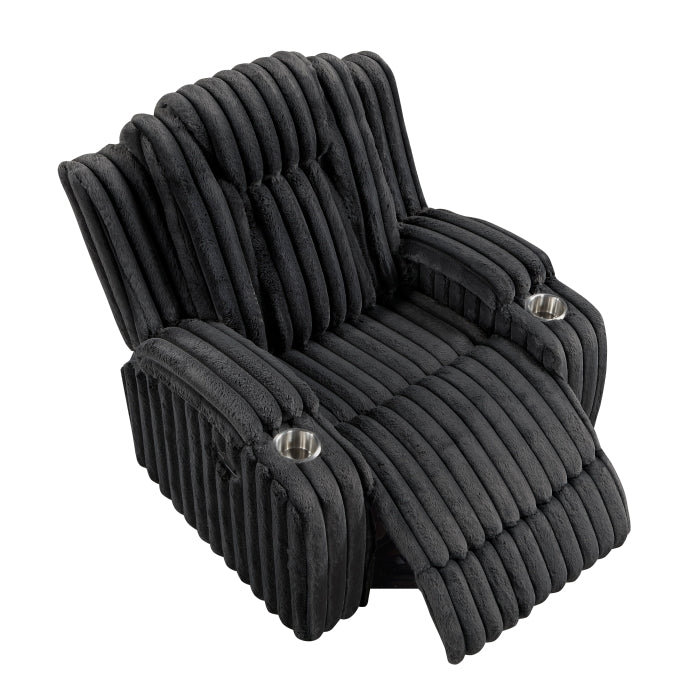 8348BLK-1 Reclining Chair with Cup Holders - 8348BLK-1