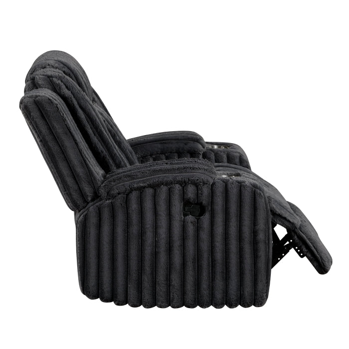 8348BLK-1 Reclining Chair with Cup Holders - 8348BLK-1