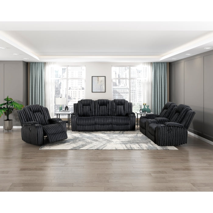 8348BLK-1 Reclining Chair with Cup Holders - 8348BLK-1