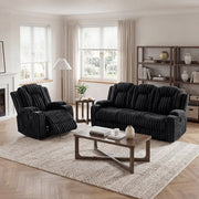 8348BLK-1 Reclining Chair with Cup Holders - 8348BLK-1