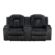8348BLK-2 Double Reclining Love Seat with Center Console and Cup Holders - 8348BLK-2