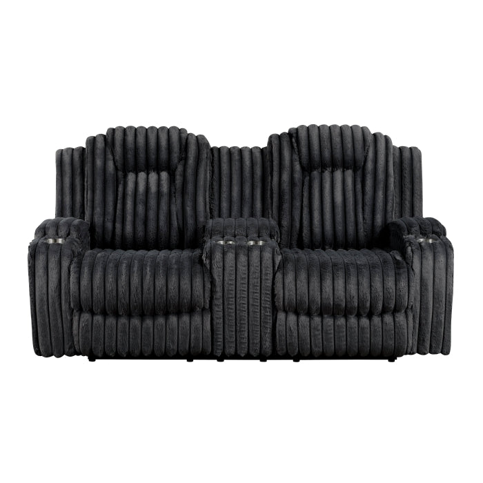 8348BLK-2 Double Reclining Love Seat with Center Console and Cup Holders - 8348BLK-2