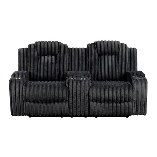8348BLK-2 Double Reclining Love Seat with Center Console and Cup Holders - 8348BLK-2