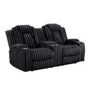 8348BLK-2 Double Reclining Love Seat with Center Console and Cup Holders - 8348BLK-2