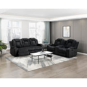 8348BLK-3 Double Reclining Sofa with Cup Holders - 8348BLK-3