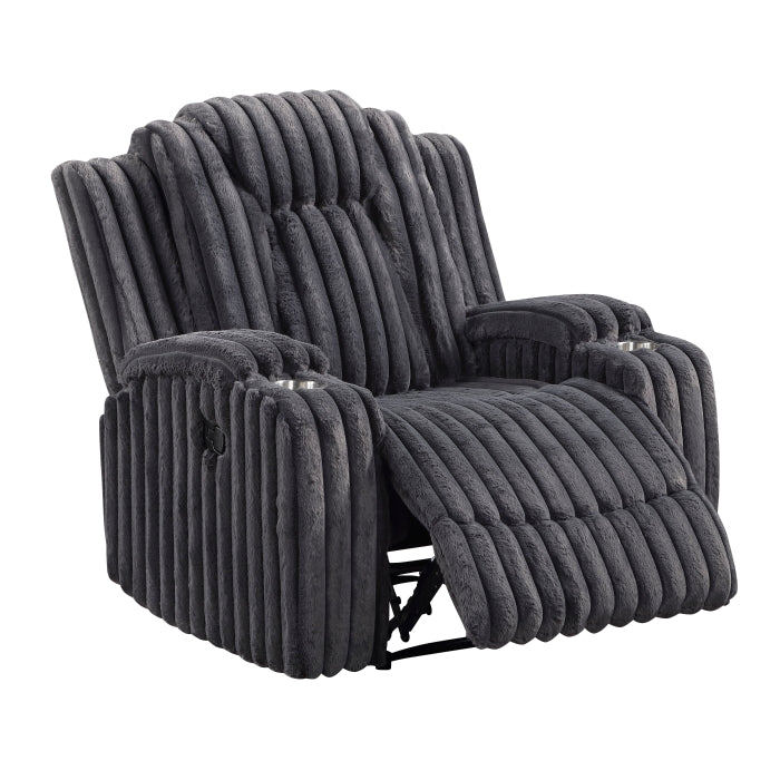 8348DGY-1 Reclining Chair with Cup Holders - 8348DGY-1