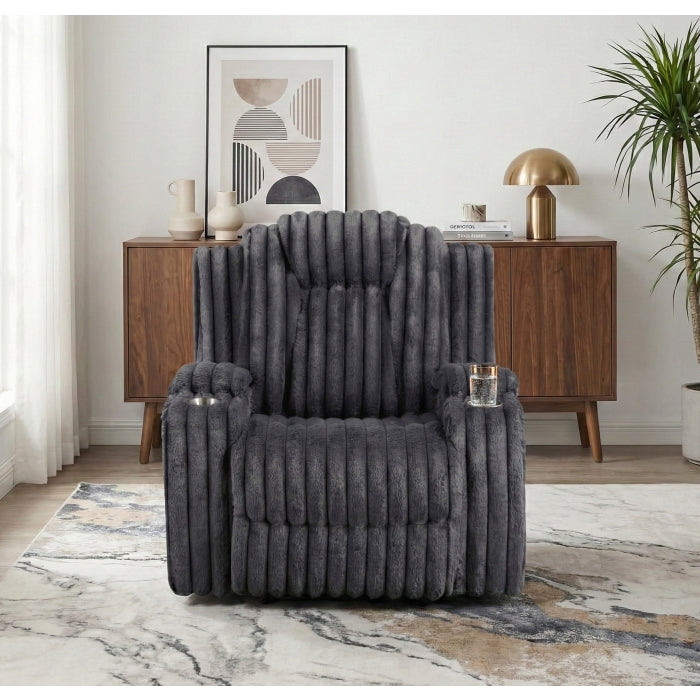 8348DGY-1 Reclining Chair with Cup Holders - 8348DGY-1
