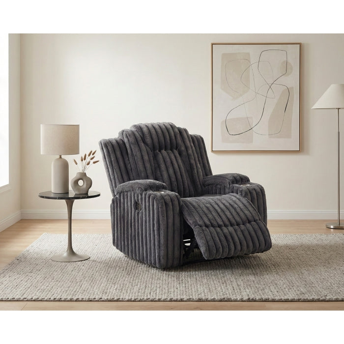 8348DGY-1 Reclining Chair with Cup Holders - 8348DGY-1