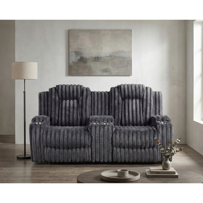 8348DGY-2 Double Reclining Love Seat with Center Console and Cup Holders - 8348DGY-2