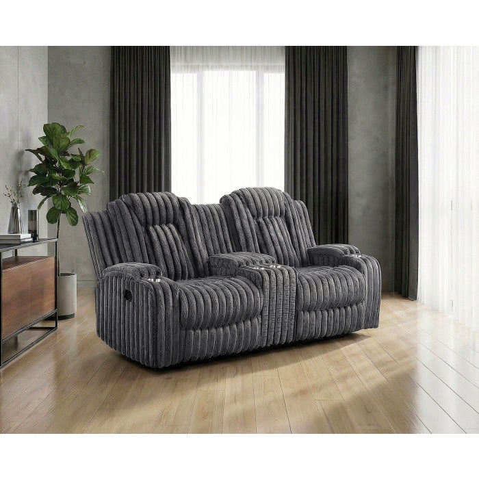8348DGY-2 Double Reclining Love Seat with Center Console and Cup Holders - 8348DGY-2