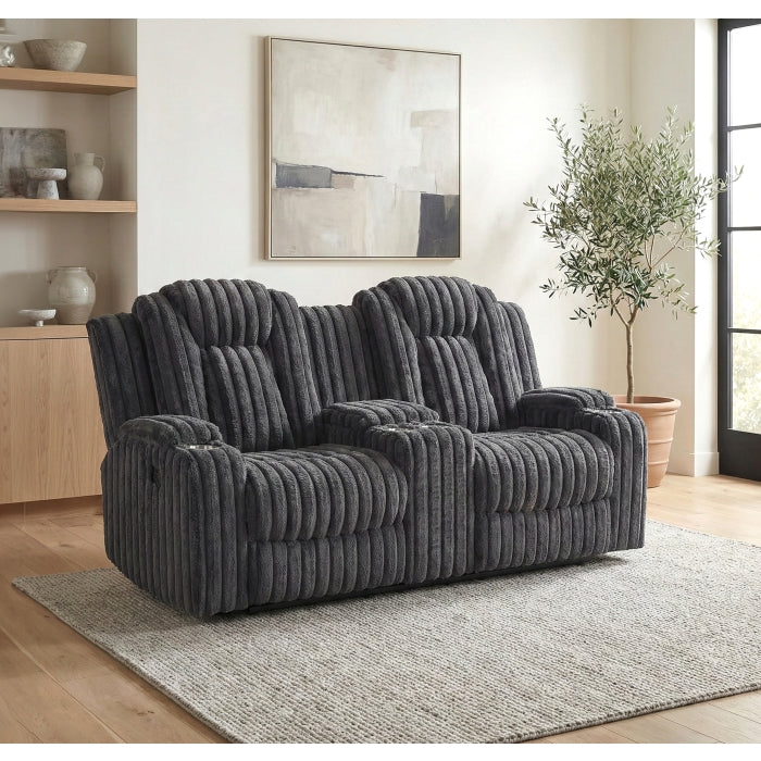 8348DGY-2 Double Reclining Love Seat with Center Console and Cup Holders - 8348DGY-2