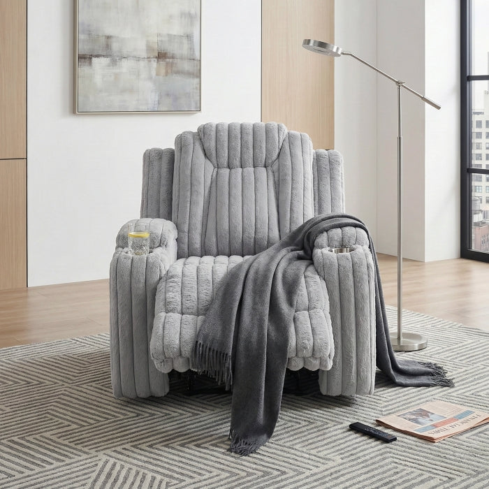 8348GRY-1 Reclining Chair with Cup Holders - 8348GRY-1