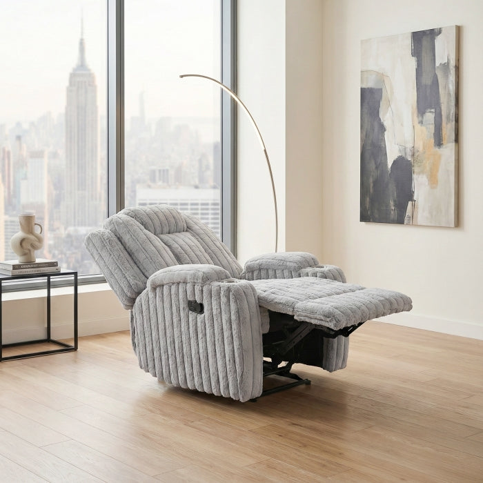 8348GRY-1 Reclining Chair with Cup Holders - 8348GRY-1