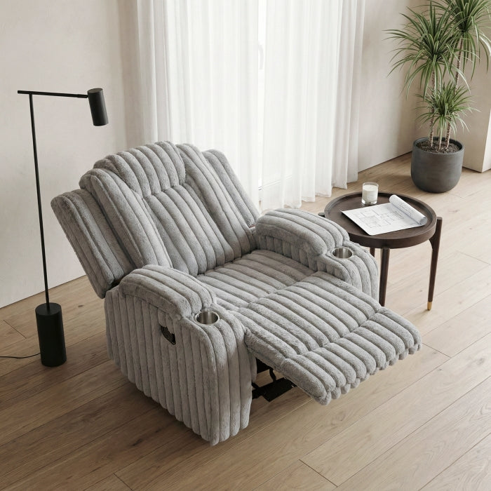8348GRY-1 Reclining Chair with Cup Holders - 8348GRY-1