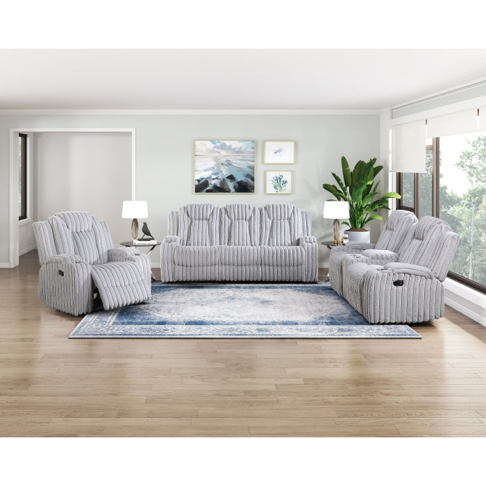 8348GRY-2 Double Reclining Love Seat with Center Console and Cup Holders - 8348GRY-2