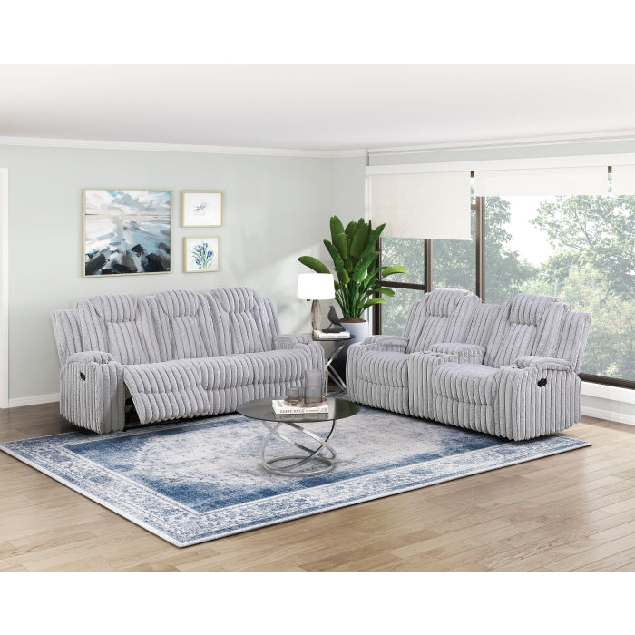 8348GRY-3 Double Reclining Sofa with Cup Holders - 8348GRY-3