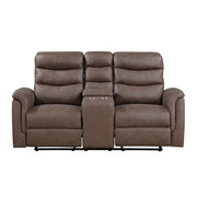 8360BRW-2 Double Glider Reclining Love Seat with  Center Console - 8360BRW-2
