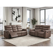 8360BRW-2 Double Glider Reclining Love Seat with  Center Console - 8360BRW-2