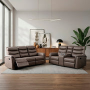 8360BRW-2 Double Glider Reclining Love Seat with  Center Console - 8360BRW-2