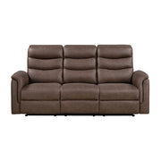8360BRW-3 Double Reclining Sofa with Drop-down Cup Holders - 8360BRW-3