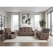 8360BRW-3 Double Reclining Sofa with Drop-down Cup Holders - 8360BRW-3