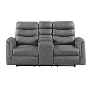 8360GRY-2 Double Glider Reclining Love Seat with  Center Console - 8360GRY-2