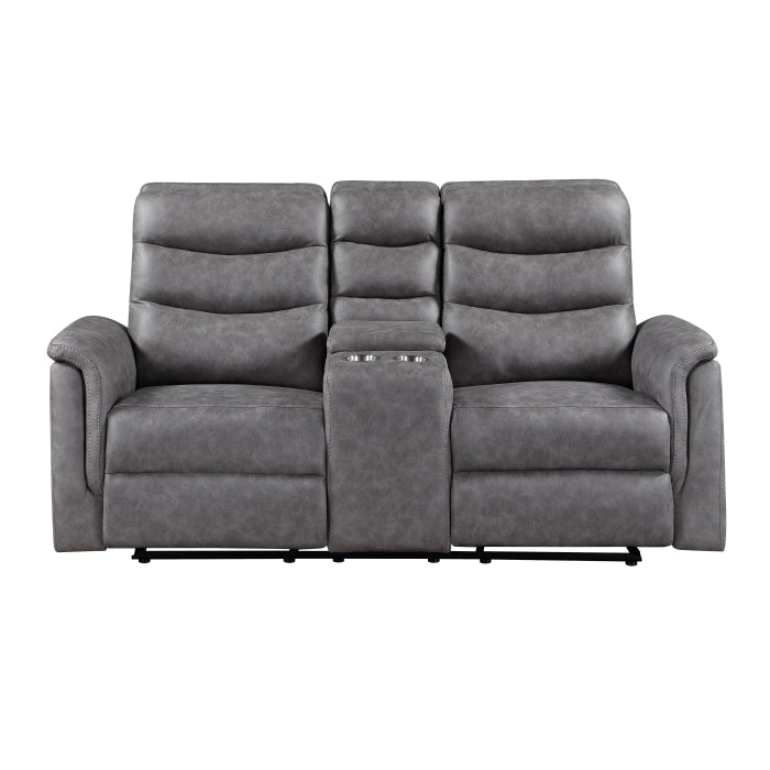 8360GRY-2 Double Glider Reclining Love Seat with  Center Console - 8360GRY-2
