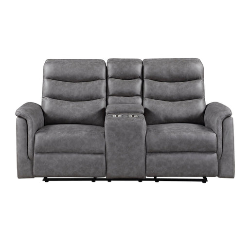 8360GRY-2 Double Glider Reclining Love Seat with  Center Console - 8360GRY-2