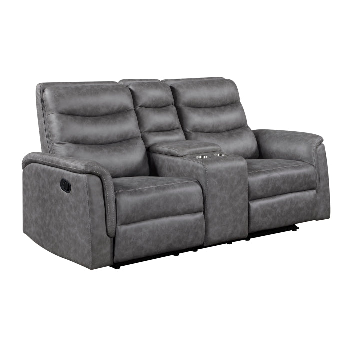 8360GRY-2 Double Glider Reclining Love Seat with  Center Console - 8360GRY-2