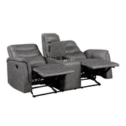 8360GRY-2 Double Glider Reclining Love Seat with  Center Console - 8360GRY-2