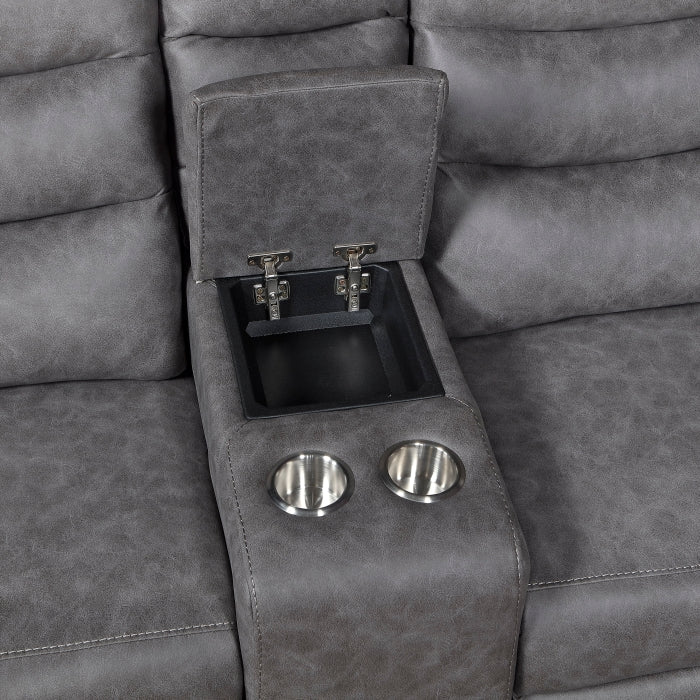 8360GRY-2 Double Glider Reclining Love Seat with  Center Console - 8360GRY-2