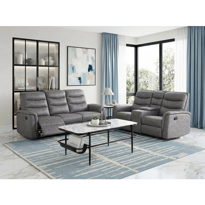 8360GRY-2 Double Glider Reclining Love Seat with  Center Console - 8360GRY-2