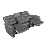 8360GRY-3 Double Reclining Sofa with Drop-down Cup Holders - 8360GRY-3