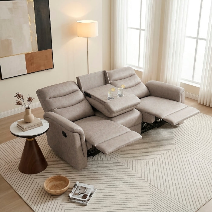 8360TPE-3 Double Reclining Sofa with Drop-down Cup Holders - 8360TPE-3