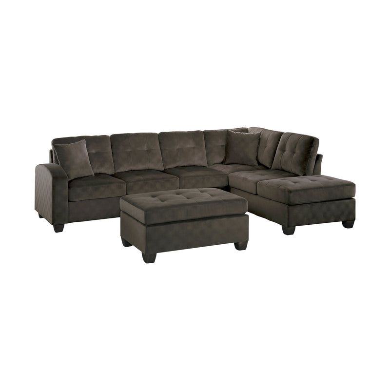 Emilio Chocolate Reversible Sectional - Lara FurnitureSectional
