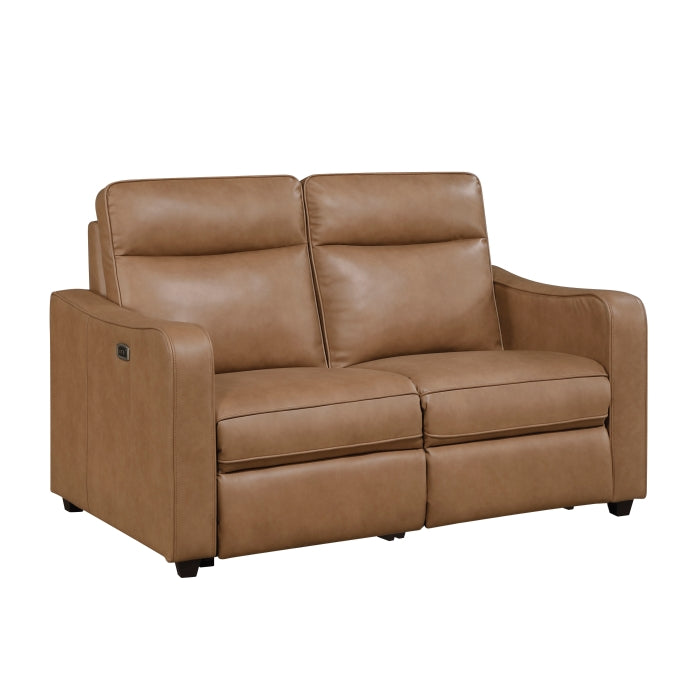8368BRW-2A2PW* (4)Power Double Reclining Love Seat with Curved Track Arms - 8368BRW-2A2PW*
