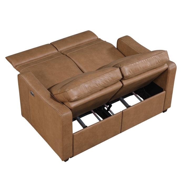 8368BRW-2A2PW* (4)Power Double Reclining Love Seat with Curved Track Arms - 8368BRW-2A2PW*