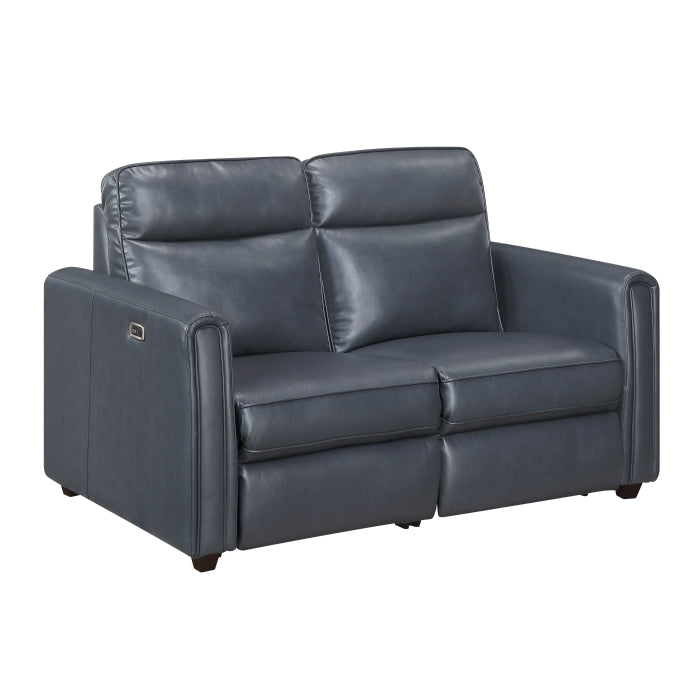 8368NVY-2A1PW* (4)Power Double Reclining Love Seat with Rounded Track Arms - 8368NVY-2A1PW*