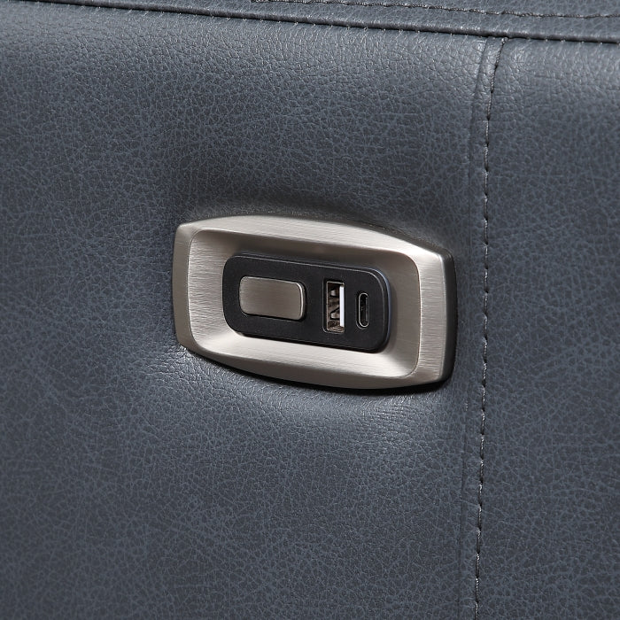 8368NVY-2A1PW* (4)Power Double Reclining Love Seat with Rounded Track Arms - 8368NVY-2A1PW*